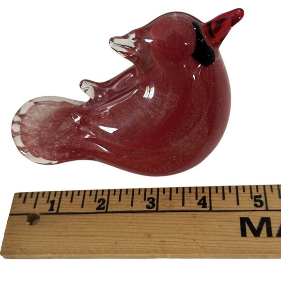 Cardinal Bird Red Paperweight Art Glass - Picture 6 of 7
